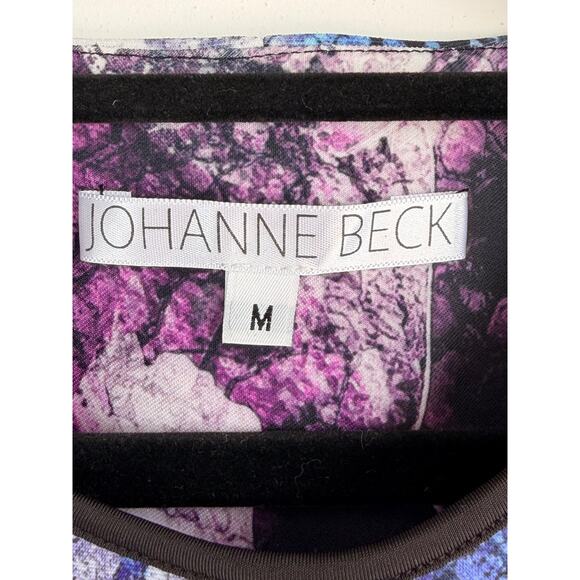 Johanne Beck Purple Floral Sleeveless Top Size M Abstract Print Career Blouse - Picture 6 of 6